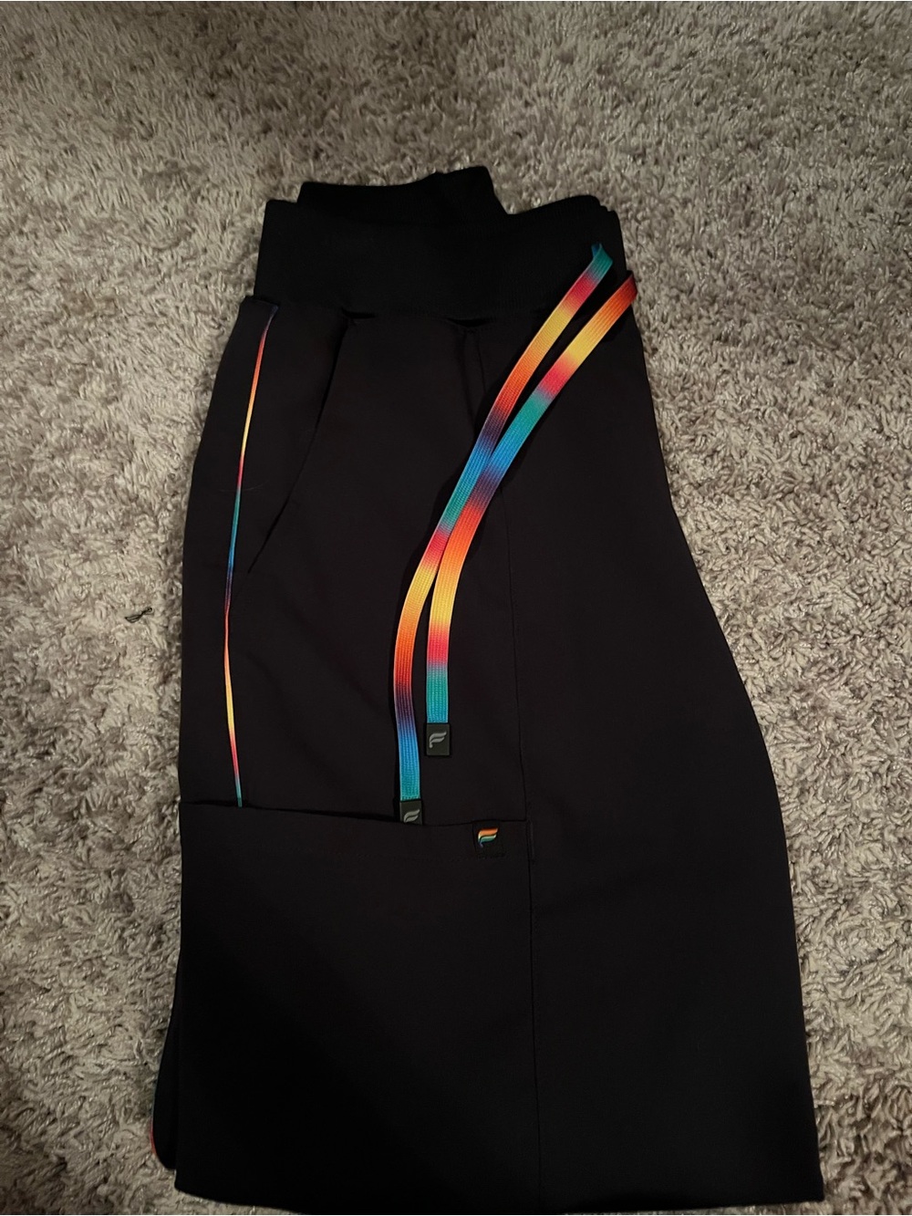 Fabletics Black Pride Joggers with Rainbow Trim Medium